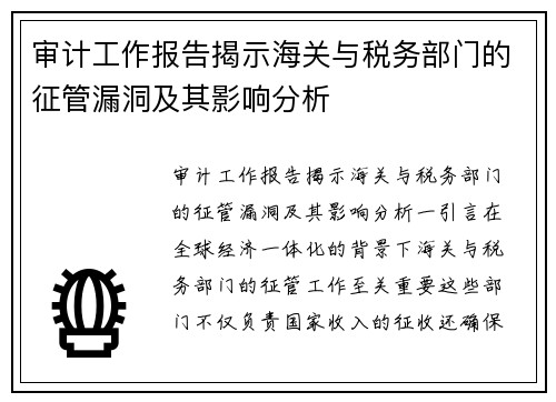 审计工作报告揭示海关与税务部门的征管漏洞及其影响分析