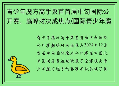 青少年魔方高手聚首首届中匈国际公开赛，巅峰对决成焦点(国际青少年魔方协会)